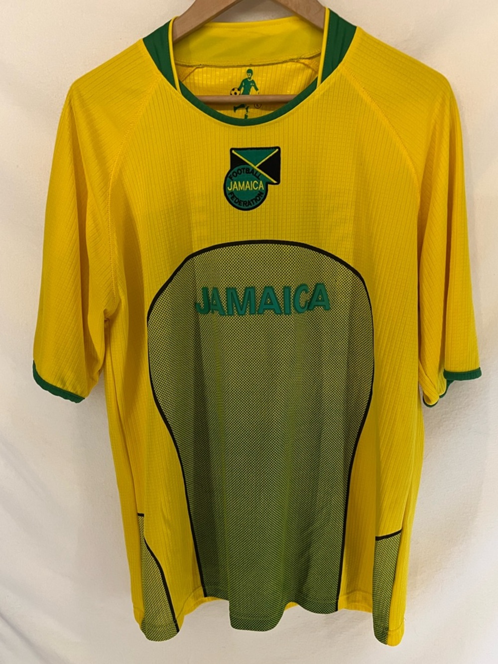 Jamaica Jersey Mens Sportz Football Club Soccer Shirt Yellow Green Large